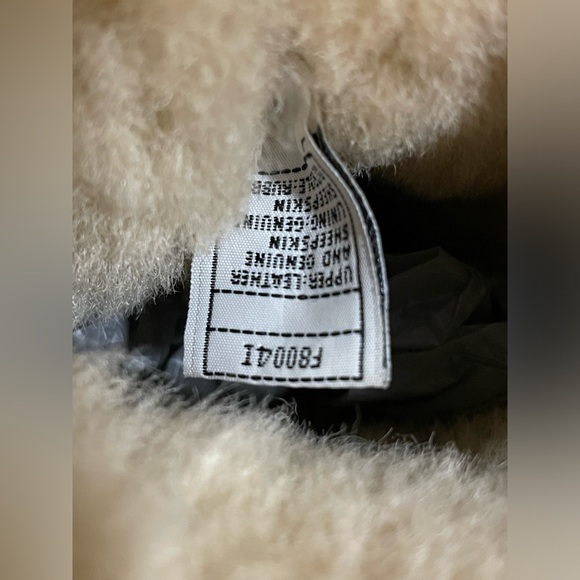 UGG brown leather sheepskin shearling lining tall drawstring boots fold over 9 - Picture 9 of 9